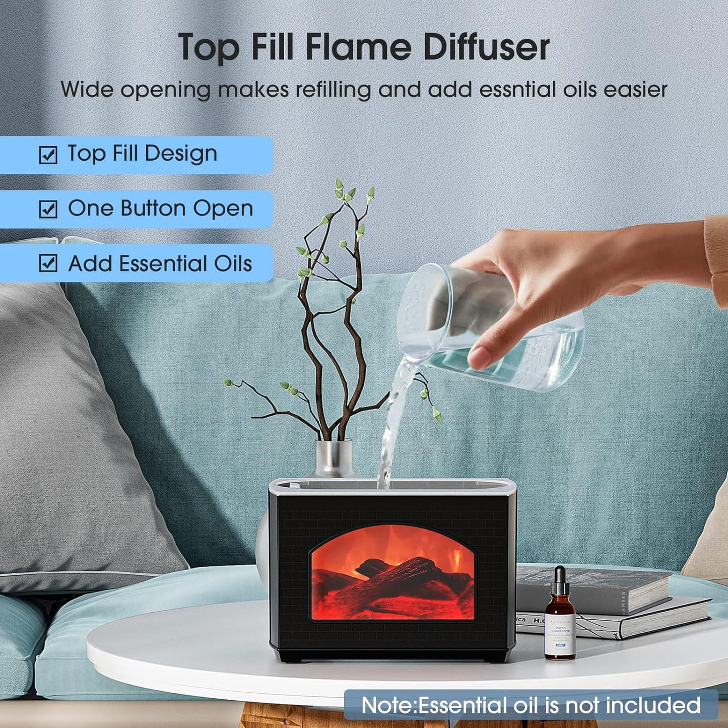 Cozy Flame Mini Fireplace – Cute Aroma Humidifier for a Warm & Comfy Home