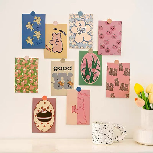 Kawaii Aesthetic Postcard Set – 10 Mini Posters 10×15 cm for Room Wall Collage & Journaling